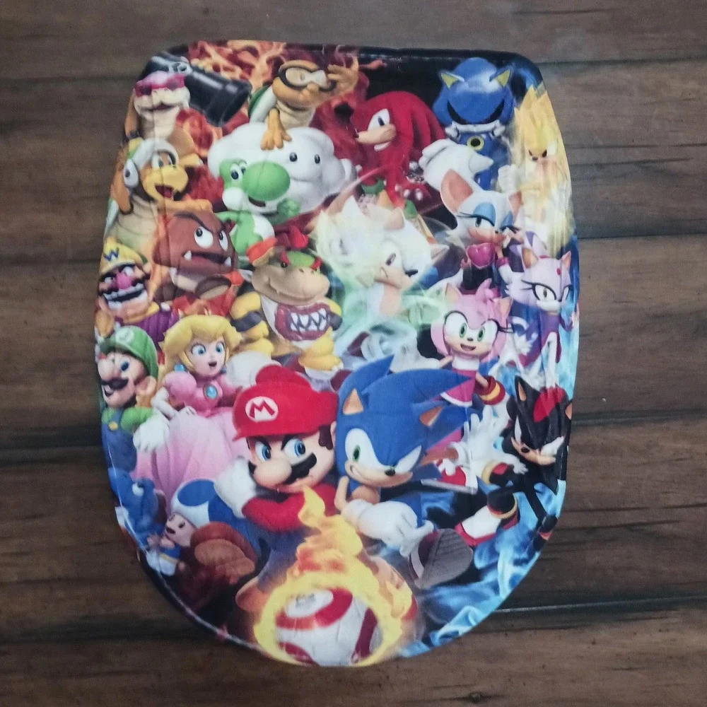 Super Mario Sonic the Hedgehog Bathroom Set Shower Curtain Rugs 4pc Gaming Decor